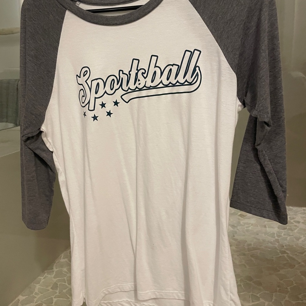 “Sportsball” Raglan Shirt - White and Gray